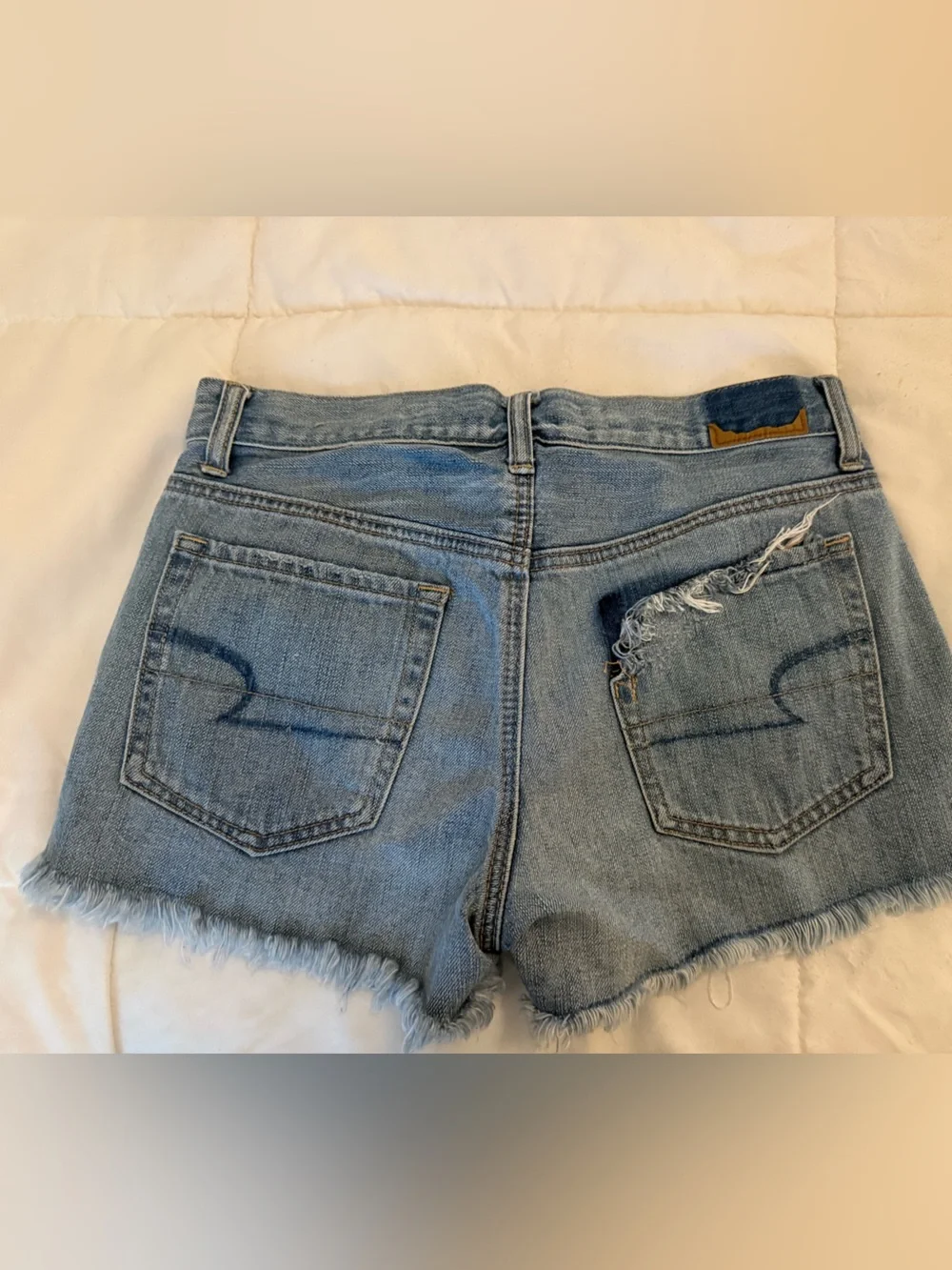 American Eagle Outfitters Distressed Light Blue Denim Cutoff Shorts